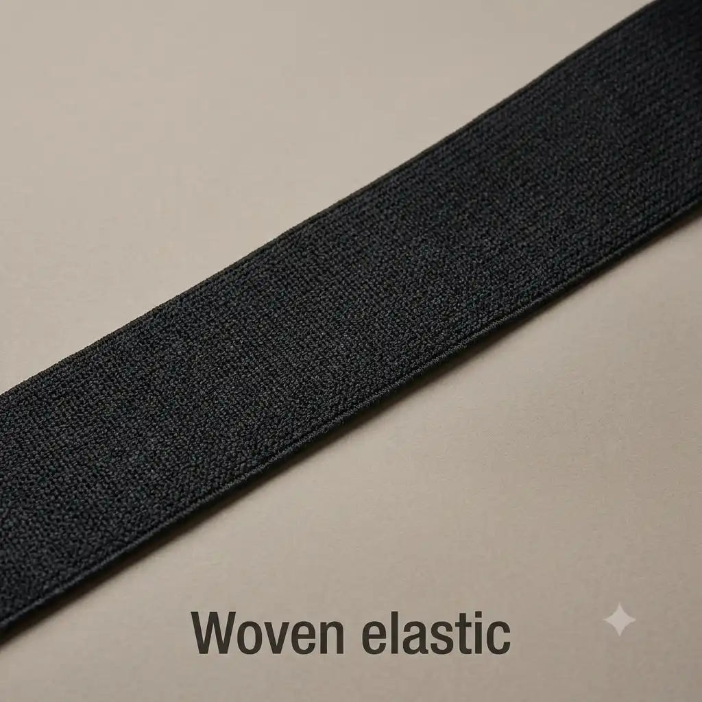 Woven elastic, firm non-roll construction